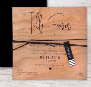 Printed on wood! Devotion invitation