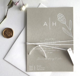blossom wedding invitation white ink