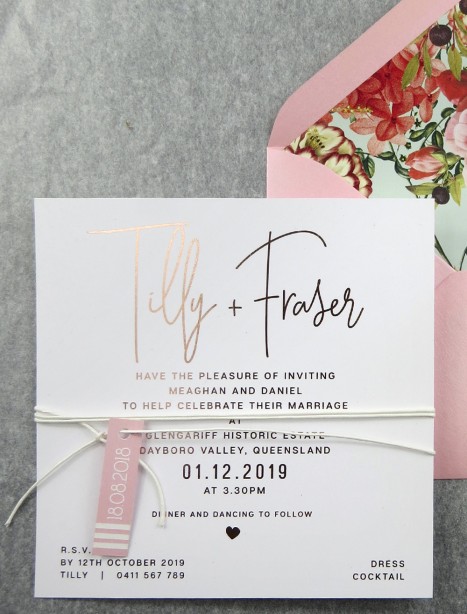 Rose gold foil! devoted invitation