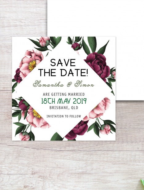 vintage peonie save the date