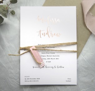 rose gold and gold venice invitation