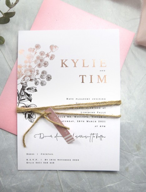 rose gold foil! australian flora invitation