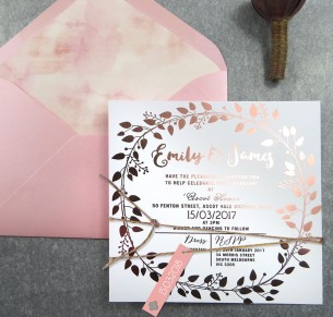 Rose Gold and gold foil! Grecian garland invitation