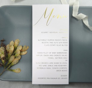 metallic rose gold and gold foil oh so chic menu