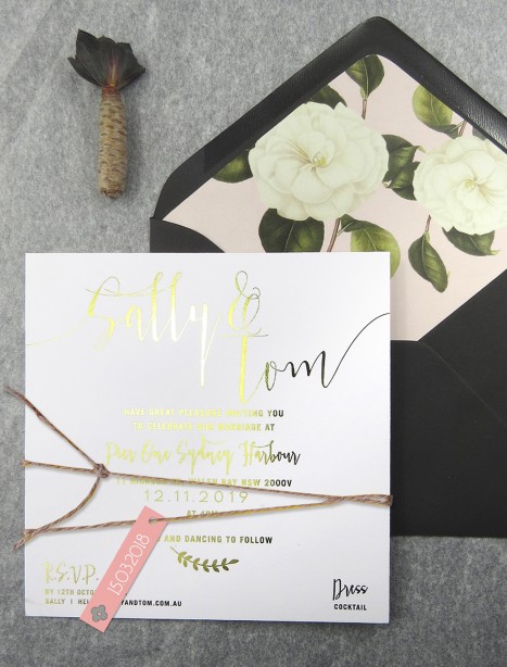 gold and rose gold foil! simply sublime invitation