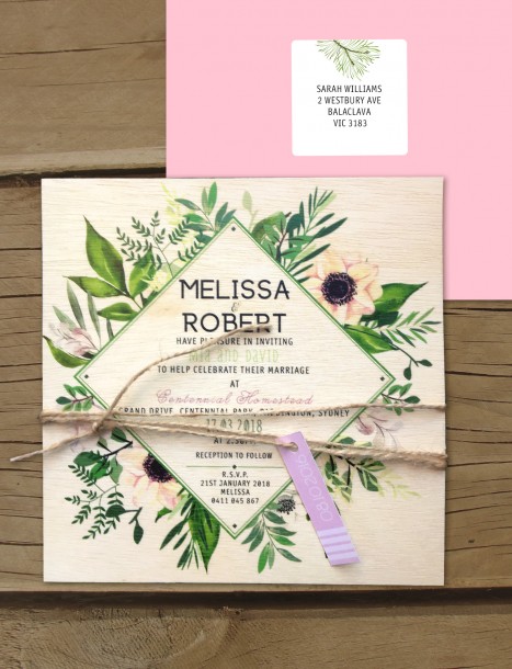 printed on wood! evergreen invitation