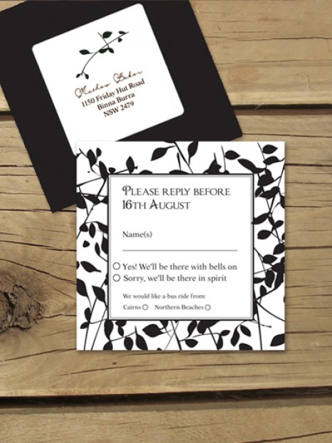 leafy affair black laser cut rsvp