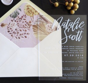 Frosted acrylic! Santa Fe invitations