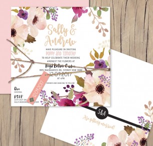 Field of flowers flat card invitation