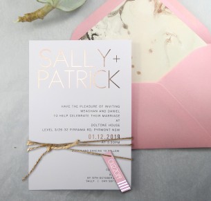 Rose gold and gold metallic foil! Helsinki invitation