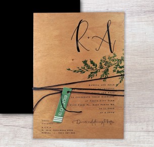 Printed on wood! grace in love invitation