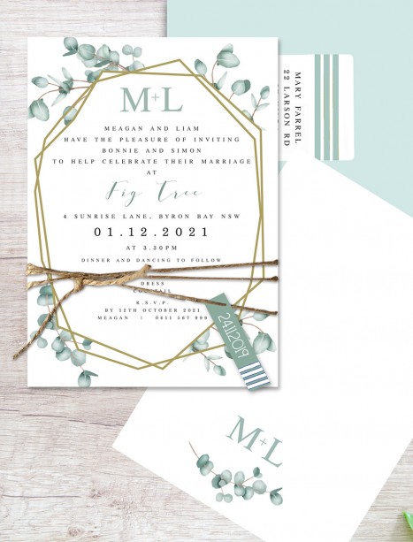 Geometric gum flat card invitation