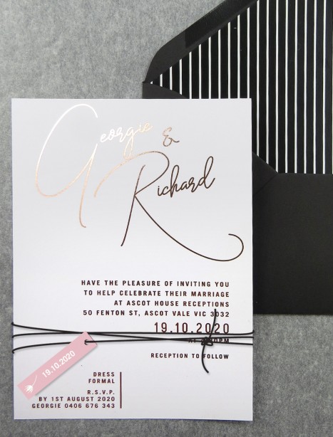 Rose gold foil Berlin invitation