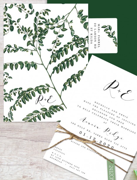 perennial flat card wedding invitation