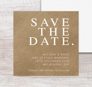 madrid save the date white ink on kraft