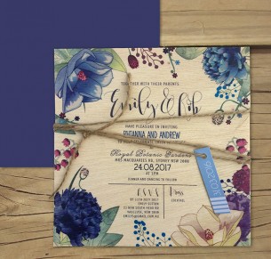 printed in wood! efflorescence invitation
