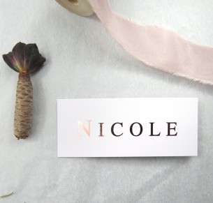 metallic rose gold and gold foil nicole placecard