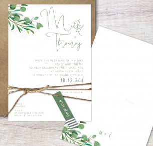 eucalypt fresh flat card wedding invitation