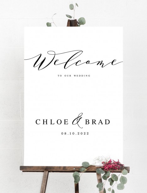 Chloe welcome sign A1 hard board mounted