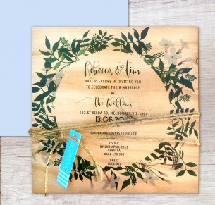 Printed on wood! Rambling love invitation