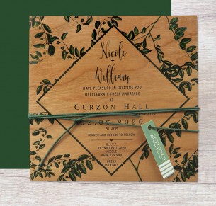 printed on wood! perennial invitation