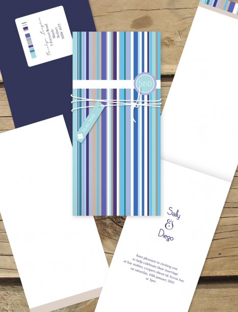french stripe wedding invitation