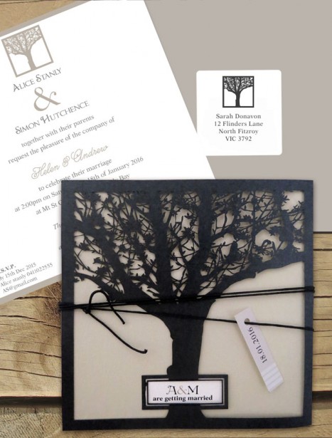 Enchanted tree laser cut invitaton