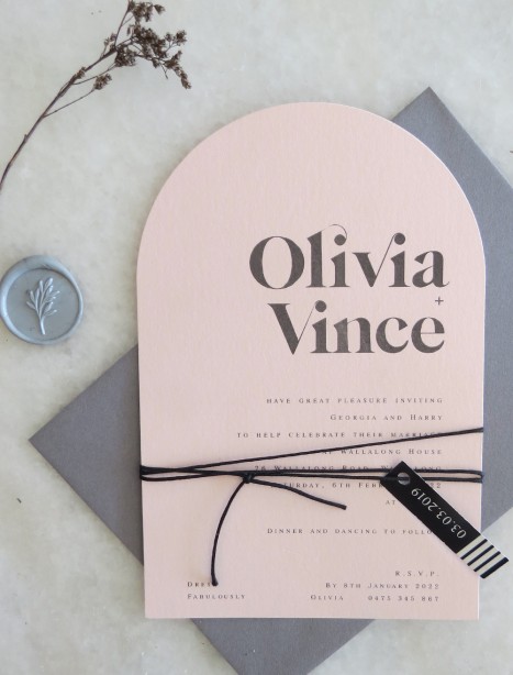 olivia blush arch invitation