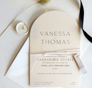 vanessa arch on almond invitation