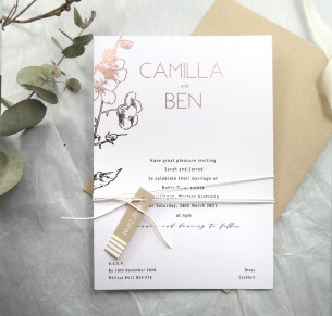 metallic rose gold and gold foil! blossoming invitation