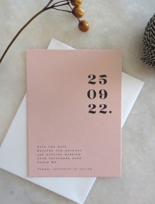 save the date! Numbers game in blush