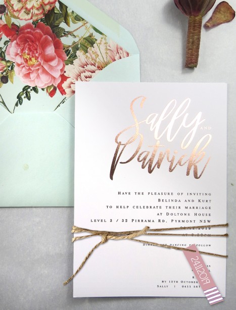 Rose gold foil! Santa fe invitation