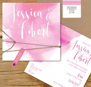 abstract splash watercolor flat card invitation