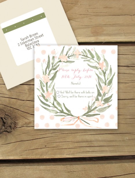 watercolour wreath rsvp card