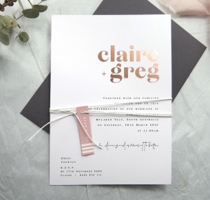 Metallic rose gold foil! Pure invitation