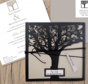 Enchanted tree laser cut invitaton