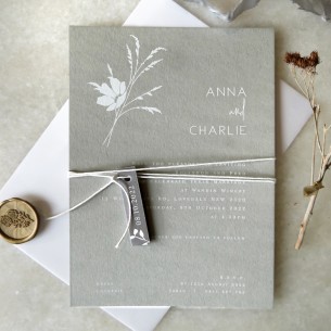 Whimsical white ink wedding invitation