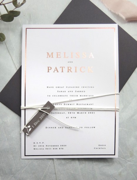 metallic Rose gold and golf foil! Eternal invitation