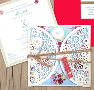 vintage lace laser cut invitation