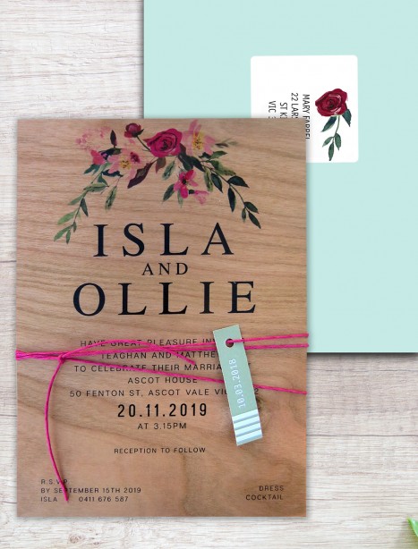 Printed in wood! Flower market invitation