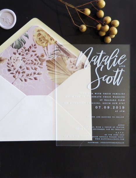 Frosted acrylic! Santa Fe invitations