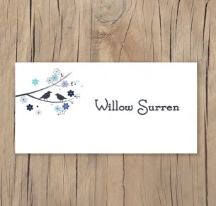 bird and blossom placecard