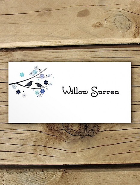 bird and blossom placecard