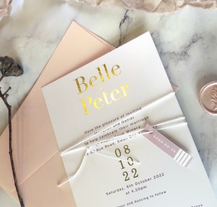 belle gold wedding invitation