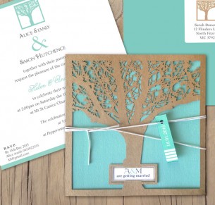 Enchanted tree kraft laser cut invitaton