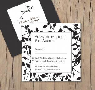 leafy affair black laser cut rsvp