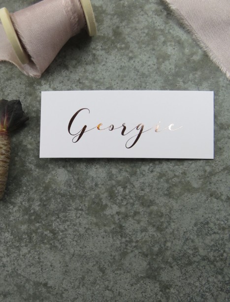 Metallic rose gold and gold foil georgia placecard