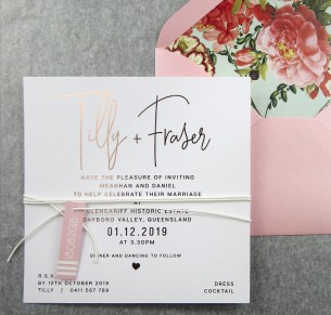 Rose gold foil! devoted invitation