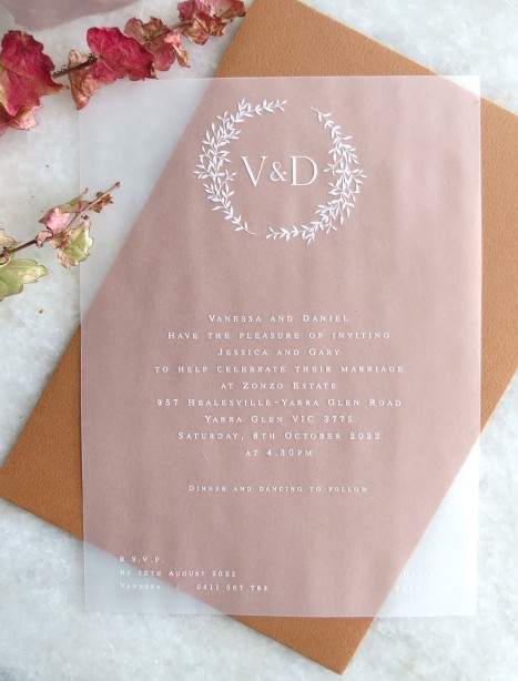 Transparent vellum Arrezo invitations