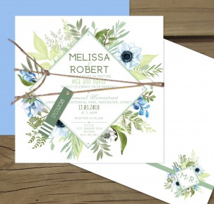 Evergreen flat card invitation